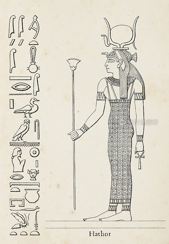 古埃及女神哈索尔的象形文字