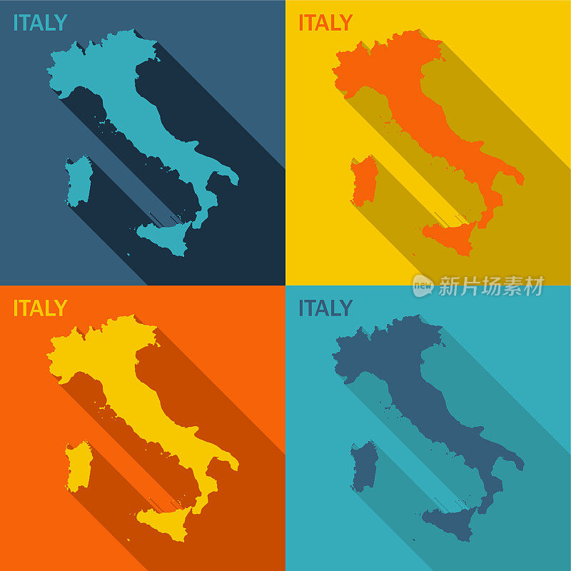 意大利平面地图可供四种颜色