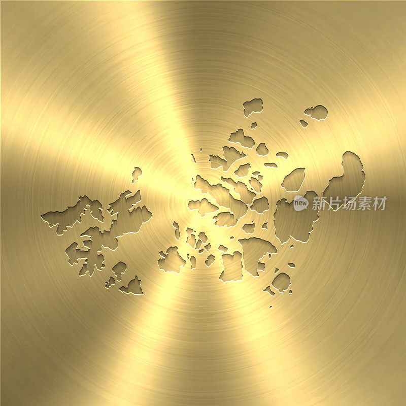 弗朗茨约瑟夫土地地图上的黄金背景-圆形拉丝金属纹理