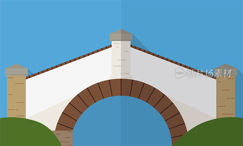 波雅卡桥的平面风格和长影子