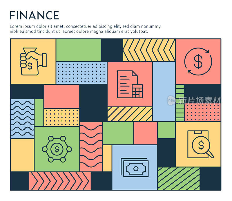 包豪斯风格的金融信息图表模板
