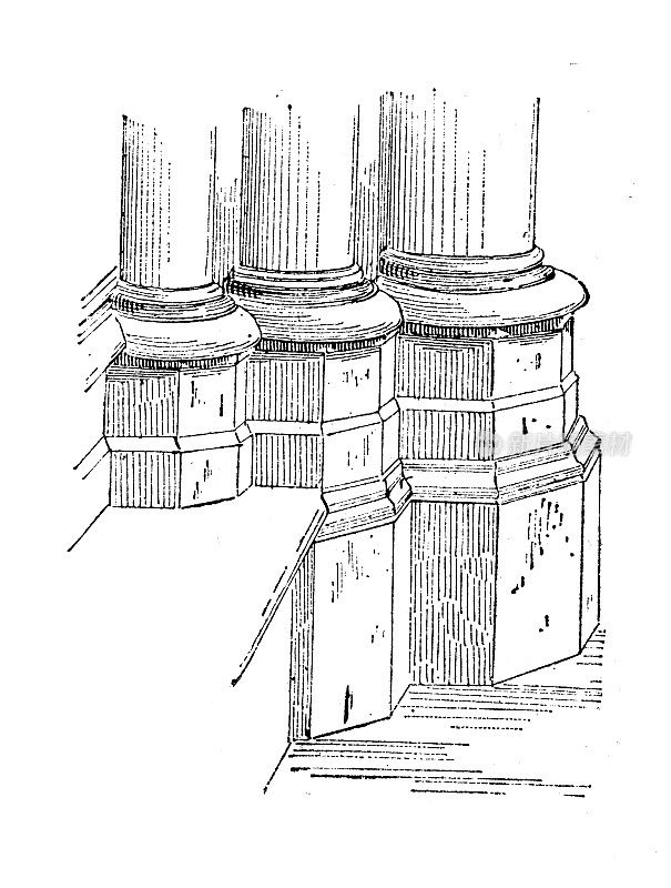 古董插图:圆柱，巴黎圣小教堂