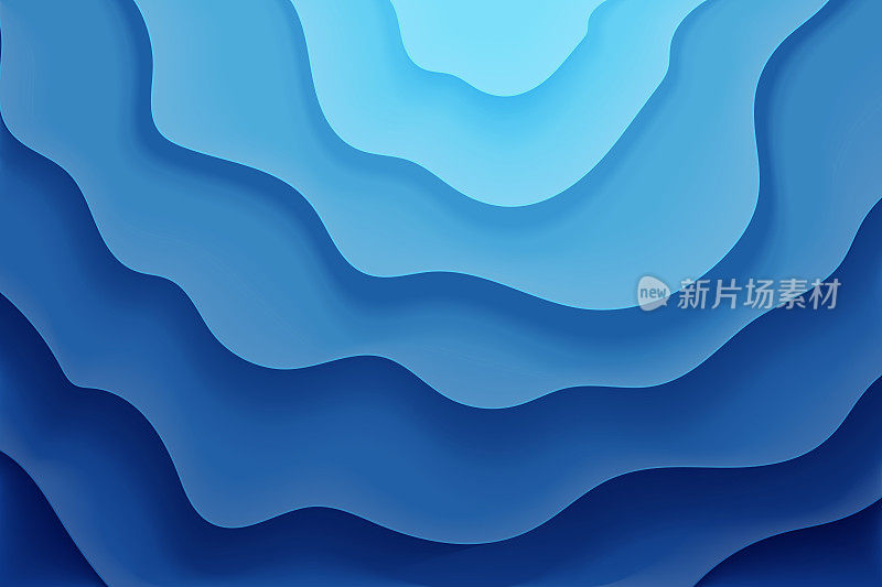 蓝色抽象背景的波浪水横幅，邀请，海报或网站设计。矢量插图与海浪三维效果。每股收益10