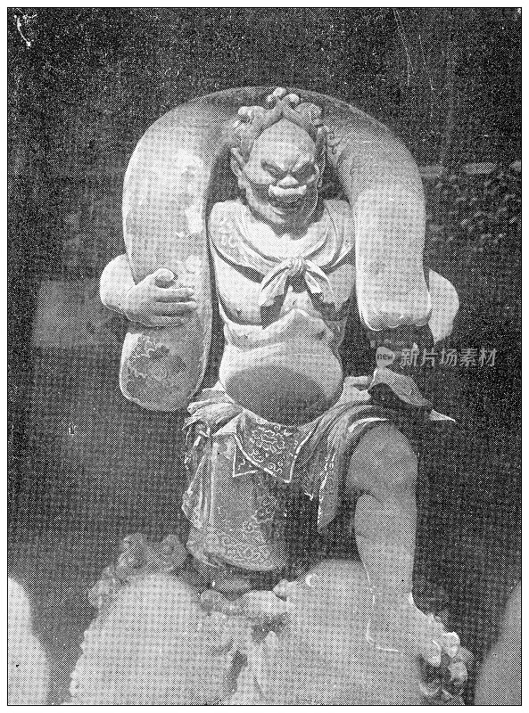 日本古玩旅行照片:风之神雕像