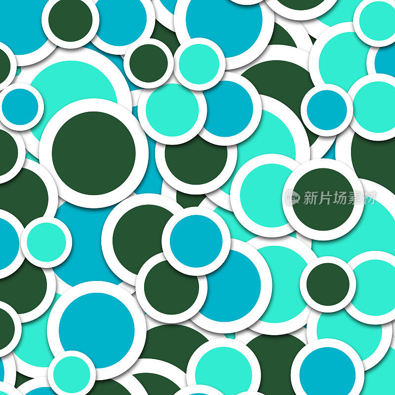 3D蓝绿色裁出圆圈与白色边界