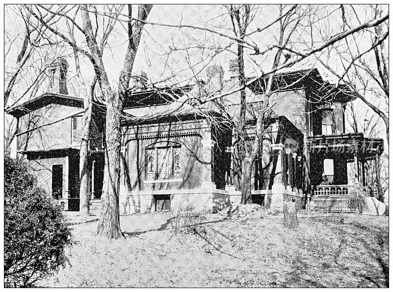 来自堪萨斯州劳伦斯的古董照片，1898年:住宅建筑外观