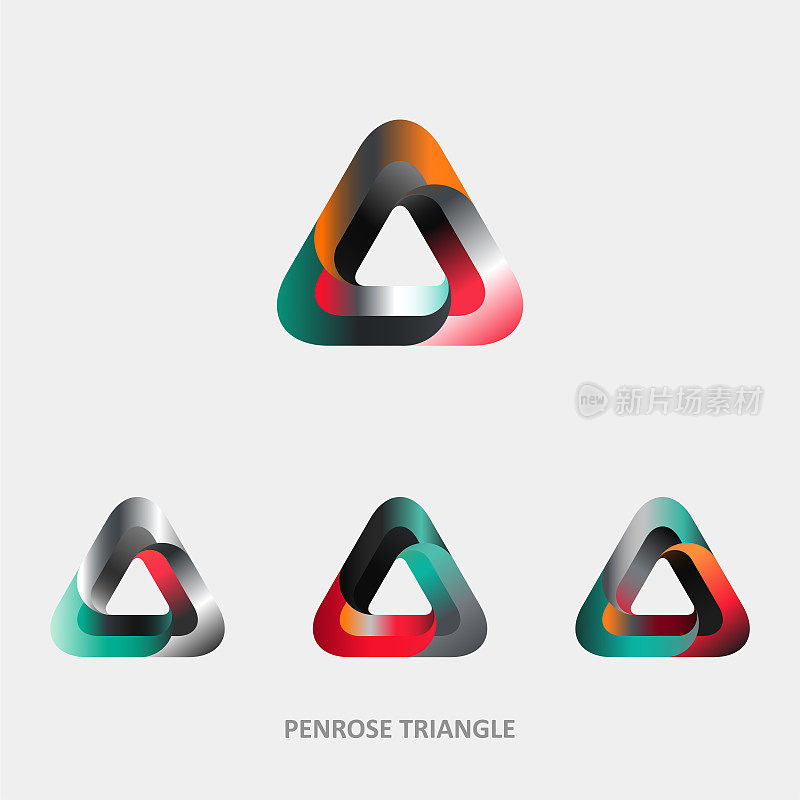 抽象颜色梯度彭罗斯三角形图案集合