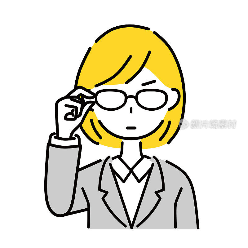 一位戴眼镜的女商人的插图。