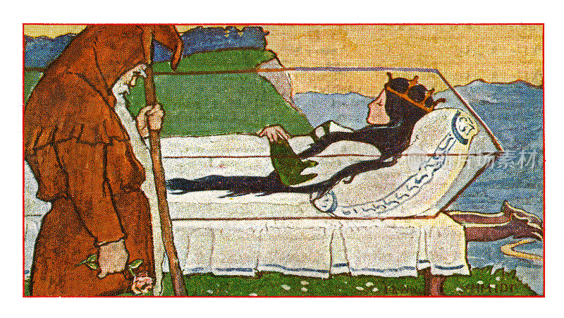 童话故事白雪公主躺在棺材里新艺术插画1899