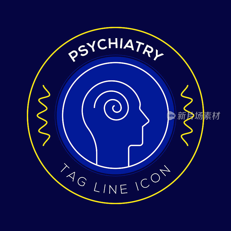 精神病学圈徽章，现代标志矢量图标设计线风格