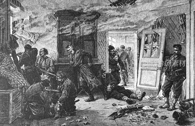 1870年9月1日在轿子附近的巴泽勒战役中保卫奥贝热布尔杰里