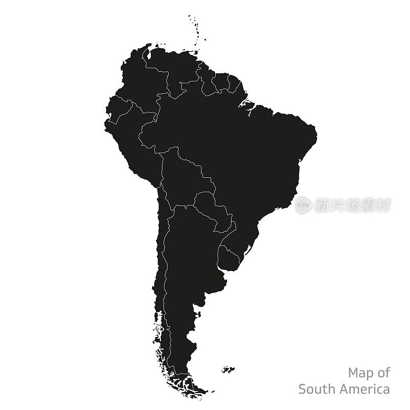 详细的南美地图。