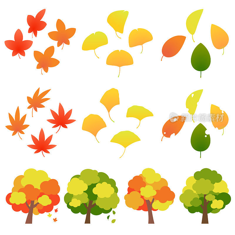 一套简单可爱的秋季插画