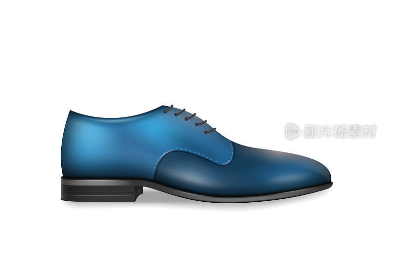 蓝色皮靴逼真。适合正式商务着装的经典男士鞋。着装要求为牛津靴