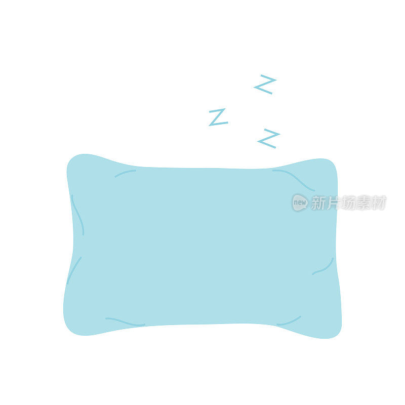 枕头平面卡通图标。家庭室内纺织品。床用装饰枕头、睡眠模板。在白色载体上分离