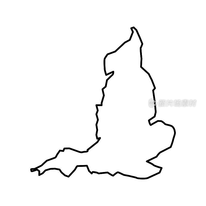 英国地图。英格兰线形风格。线性图标