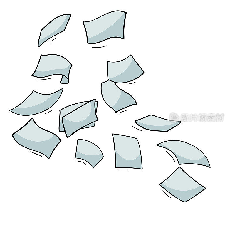 文件的纸质档案掉了下来。飞行表。白纸。