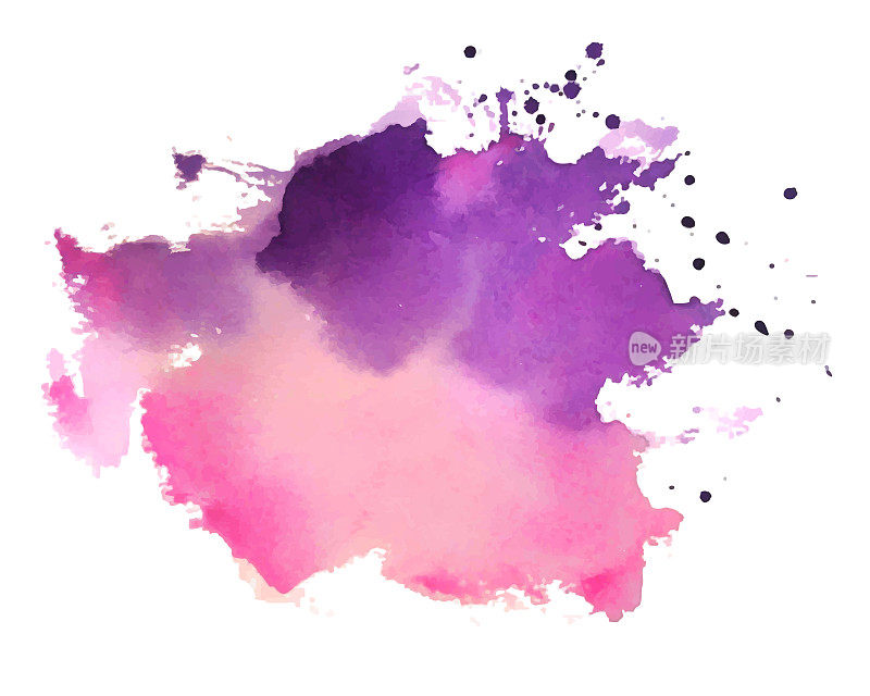 抽象的粉色和紫色水彩墨点背景