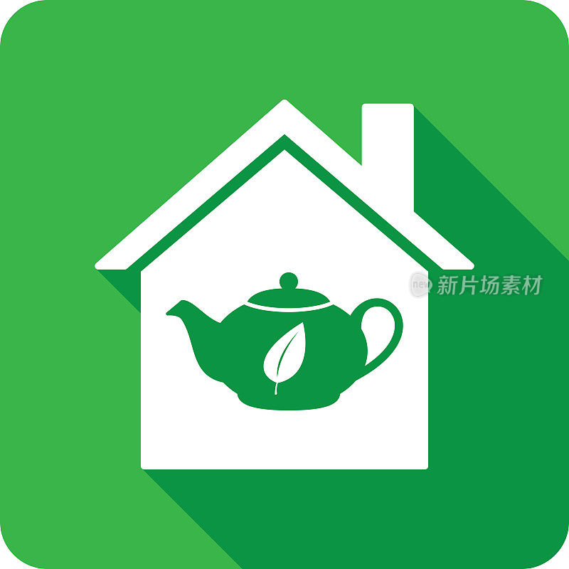 房子茶壶绿茶图标剪影