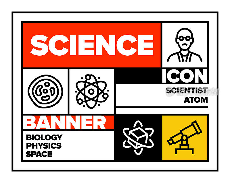 科学线图标集和横幅设计