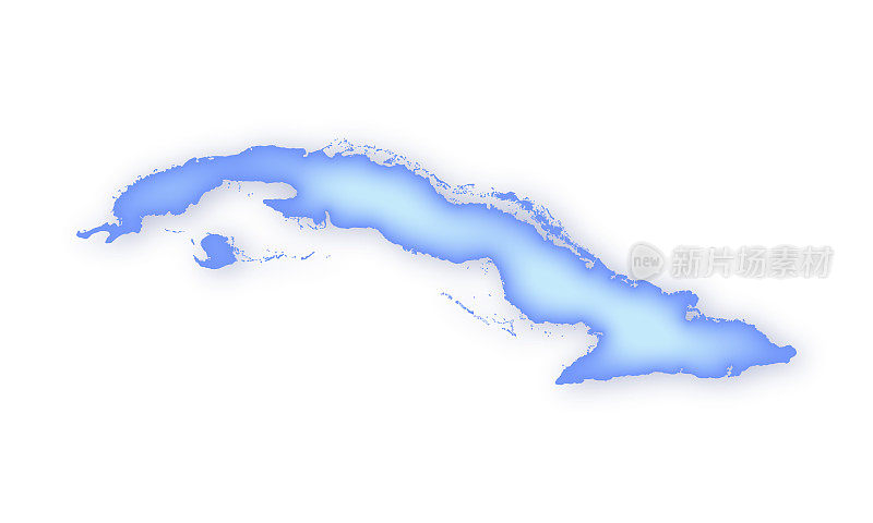 古巴软蓝色矢量地图插图