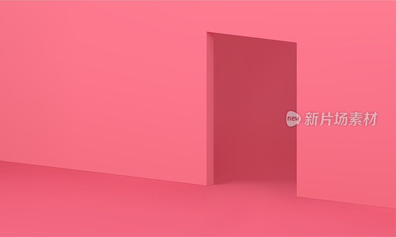 粉红色三维空房间室内室内设计矩形门等距墙现实向量