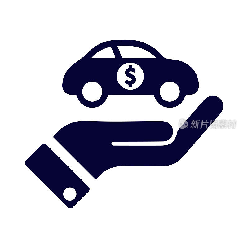 汽车，销售，美元，钱，手，销售汽车交接图标