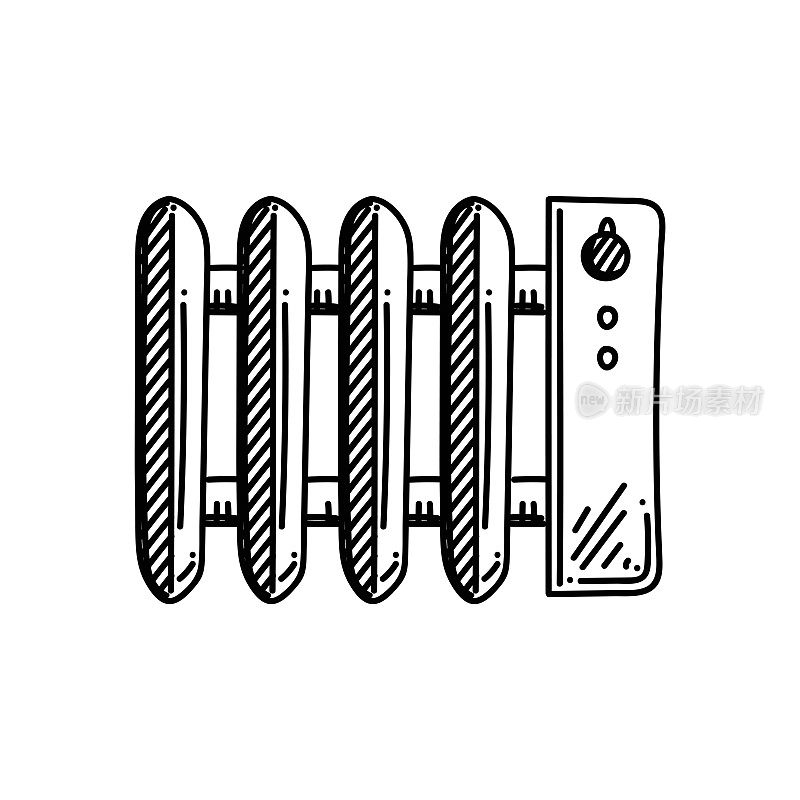 加热器线图标，草图设计，像素完美，可编辑笔触。标志、标志、符号。