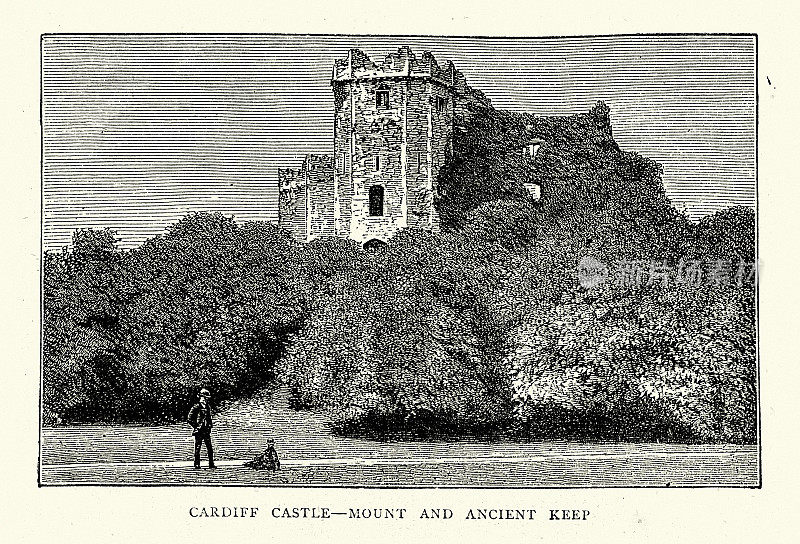 卡迪夫城堡的山和古城堡是威尔士的一座中世纪城堡