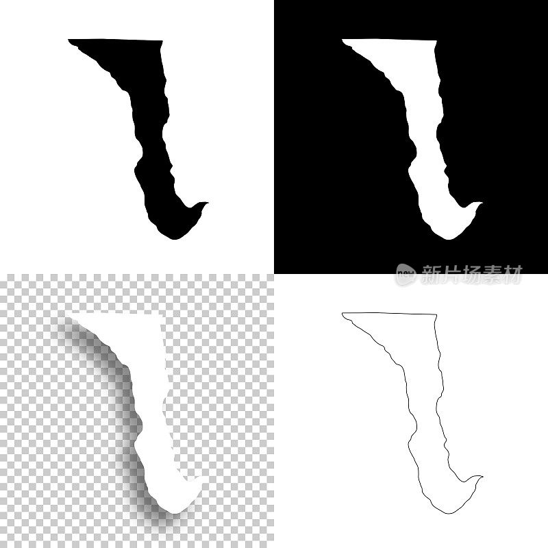 伊利诺伊州卡尔霍恩县。设计地图。空白，白色和黑色背景
