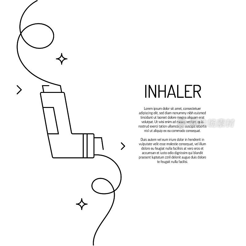 吸入器图标的连续线条绘制。手绘符号矢量插图。