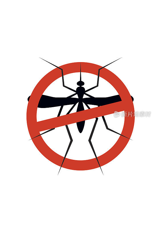蚊子的警告信号。昆虫，淡色库蚊分离在白色背景上。