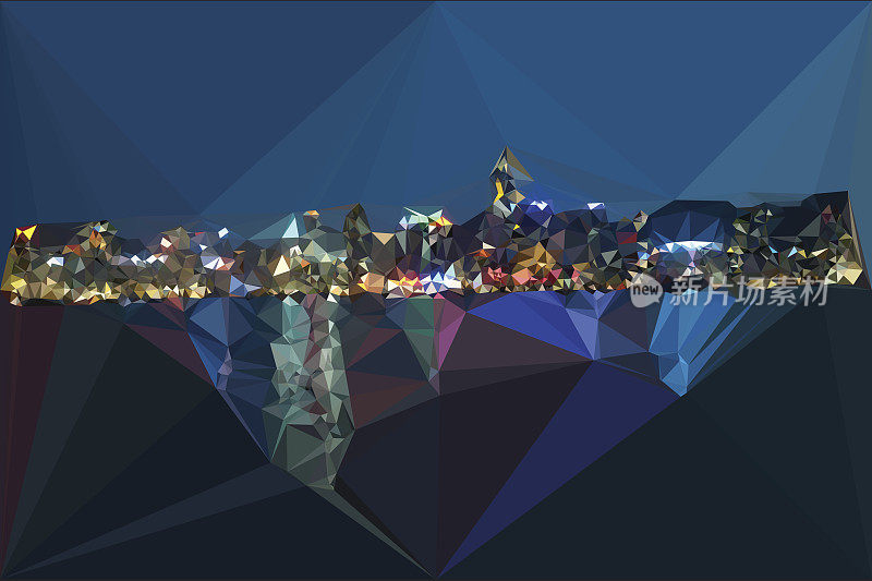 香港夜港抽象三角形现代观