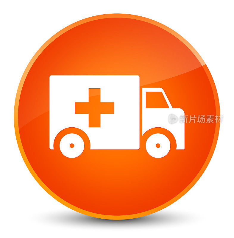 救护车图标优雅橙色圆形按钮