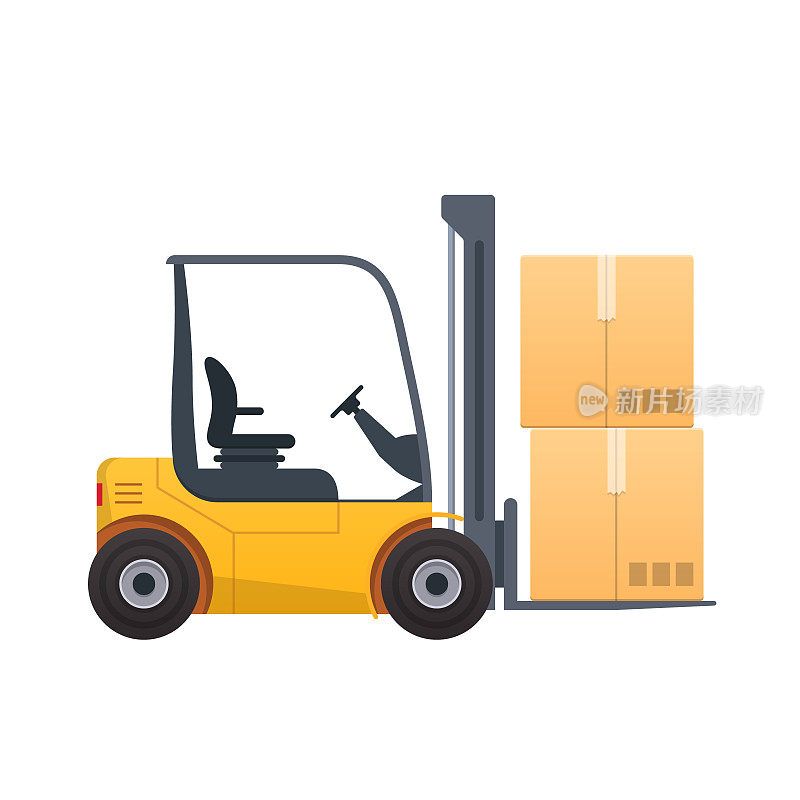 叉车用于搬运箱子、包装、货物、产品。提高负载的机器