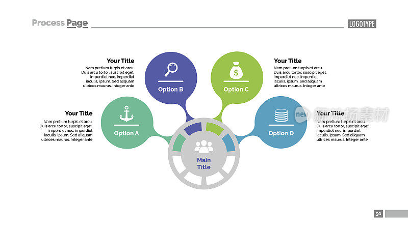 四个选项圆圈幻灯片模板