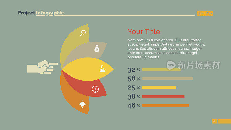 花瓣百分比图表幻灯片模板
