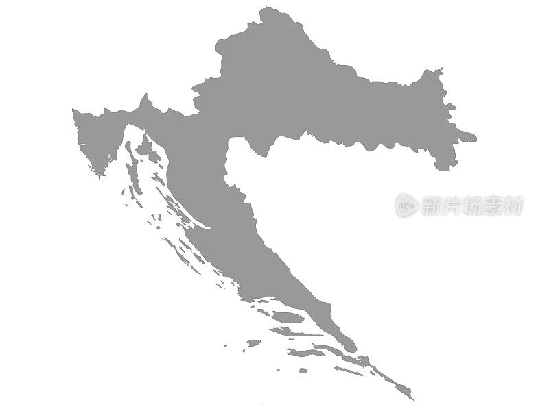 灰色地图的克罗地亚在白色的背景