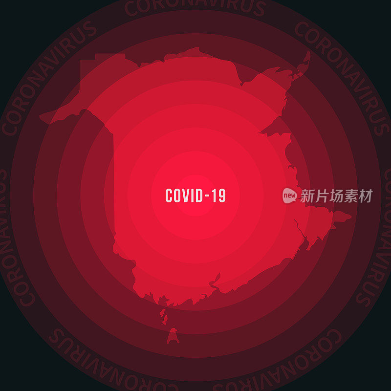 新布伦瑞克COVID-19传播地图。冠状病毒爆发