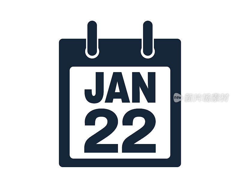 1月22日日历图标股票矢量插图