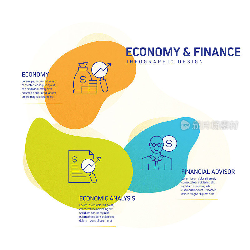 经济和金融概念信息图模板，元素和图标。简单的矢量信息图设计