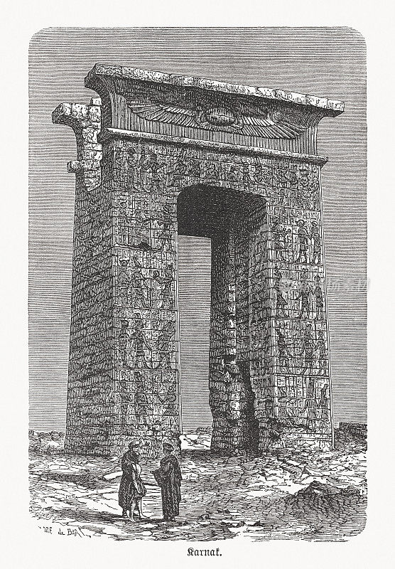 埃及拱门，卡纳克，木刻，1893年出版