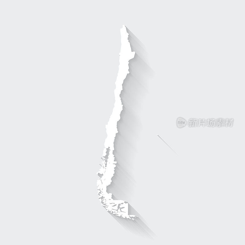 智利地图与空白背景的长阴影-平面设计