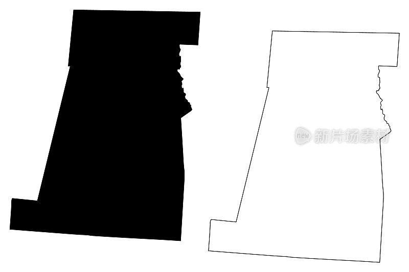俄亥俄州麦迪逊县(美国县，美国，美国)地图矢量插图，潦草草图麦迪逊地图