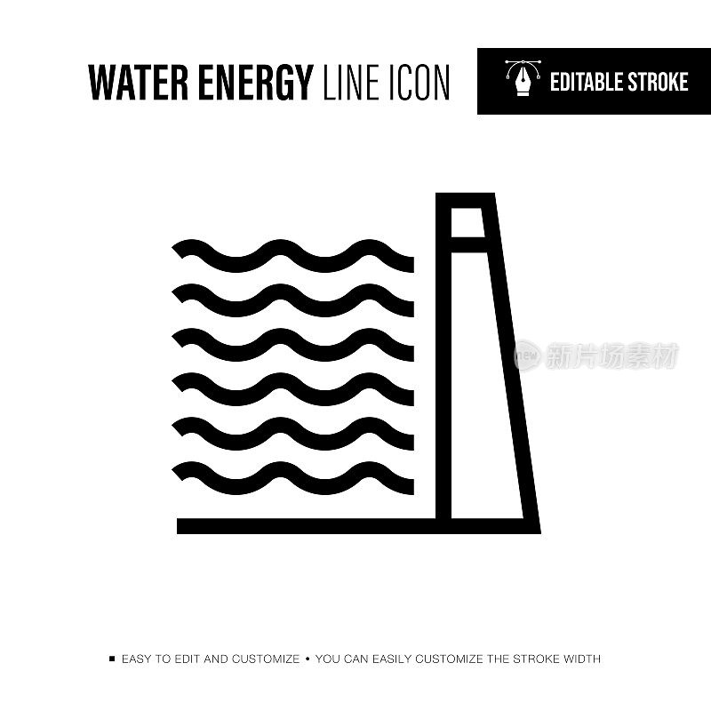 水能源可编辑的笔触单一图标