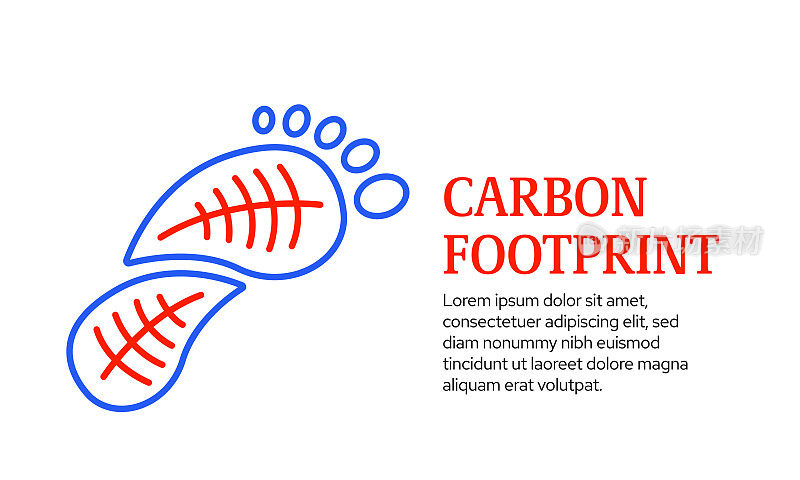碳足迹概念，矢量线图标模板设计