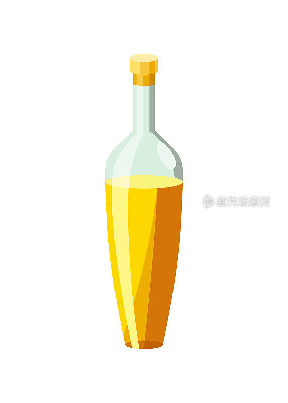 植物油瓶子。可以用维生素油烹饪。原汁原味有机健康液体产品。孤立的卡通图标与向日葵产品