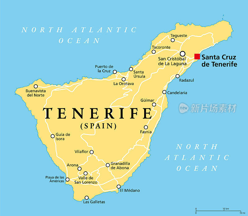 特内里费岛，政治地图，西班牙加那利群岛的一部分