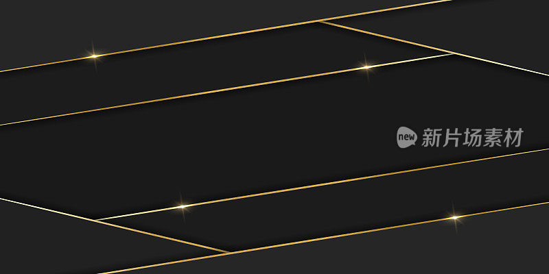 金属黑色背景与金色线条。深色模板与闪亮的金色线条。钢的未来背景与光滑的线条。抽象现代设计与金条纹。矢量图
