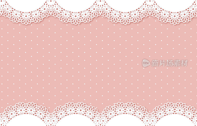 白色花边框架插图粉红色背景花边框架插图